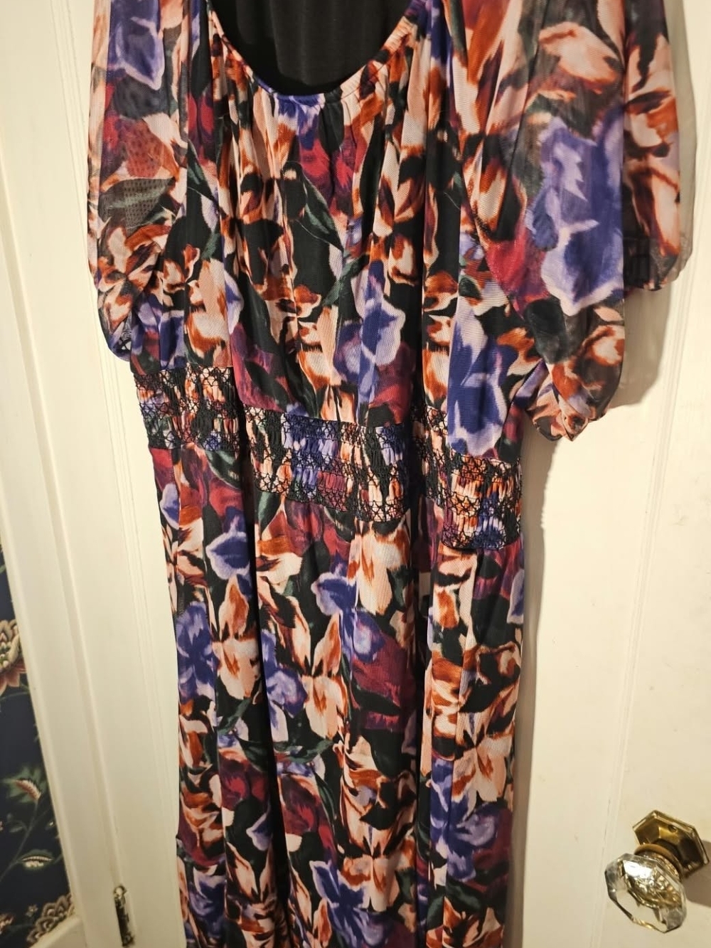 Terra & Sky Floral Maxi Dress in Purple, Black and Rust